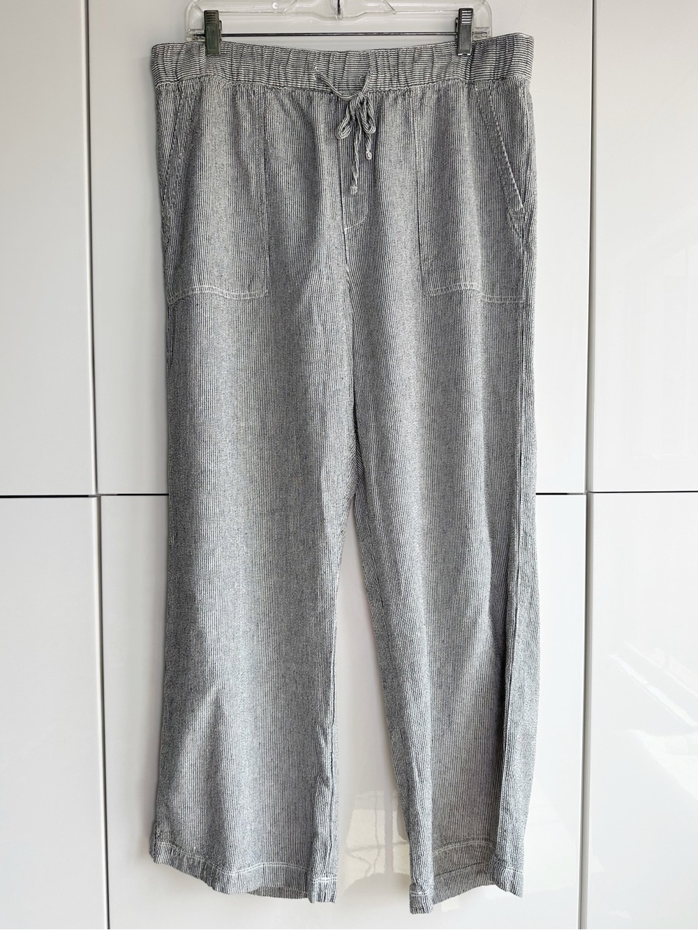 Gap Wide Leg Linen Blend Pants Stripe Size Large Coastal Beach Resort